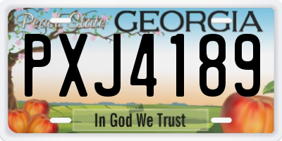 GA license plate PXJ4189