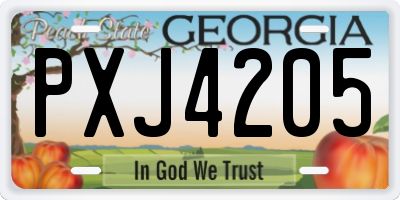 GA license plate PXJ4205