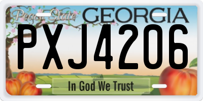 GA license plate PXJ4206