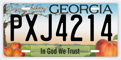 GA license plate PXJ4214