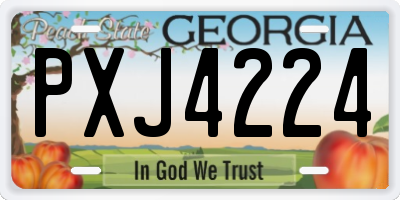 GA license plate PXJ4224