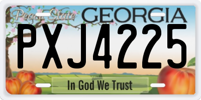 GA license plate PXJ4225