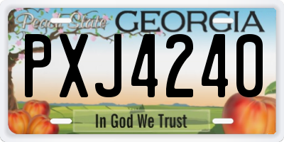 GA license plate PXJ4240