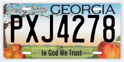 GA license plate PXJ4278