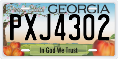 GA license plate PXJ4302
