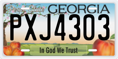 GA license plate PXJ4303