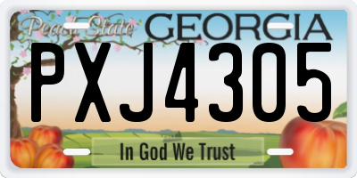 GA license plate PXJ4305