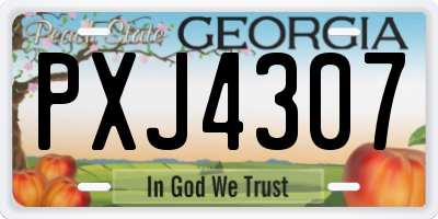 GA license plate PXJ4307