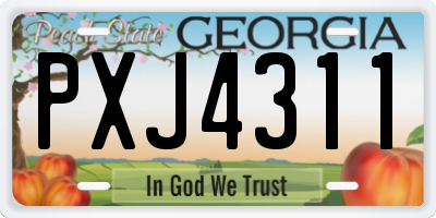 GA license plate PXJ4311
