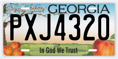 GA license plate PXJ4320