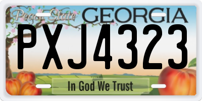 GA license plate PXJ4323
