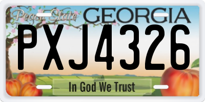 GA license plate PXJ4326
