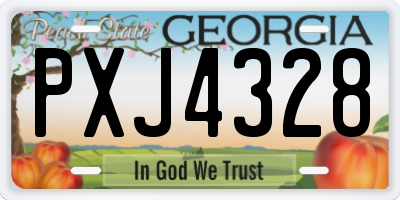 GA license plate PXJ4328