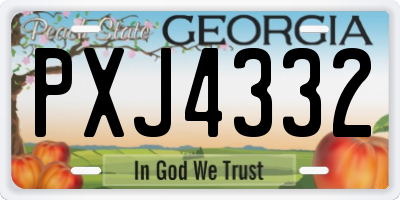 GA license plate PXJ4332