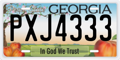 GA license plate PXJ4333