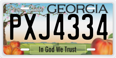 GA license plate PXJ4334