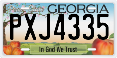 GA license plate PXJ4335