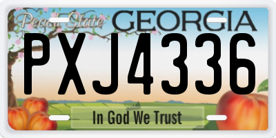 GA license plate PXJ4336