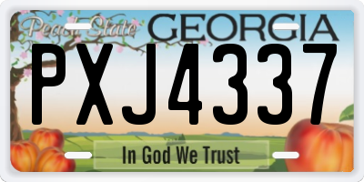 GA license plate PXJ4337