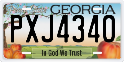 GA license plate PXJ4340