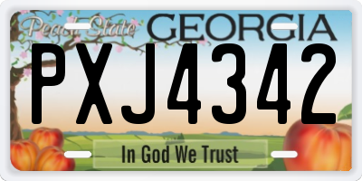 GA license plate PXJ4342