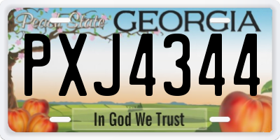 GA license plate PXJ4344