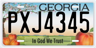 GA license plate PXJ4345