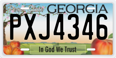 GA license plate PXJ4346
