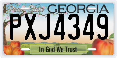 GA license plate PXJ4349