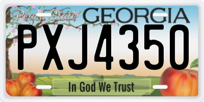 GA license plate PXJ4350
