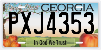 GA license plate PXJ4353
