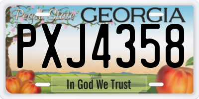 GA license plate PXJ4358