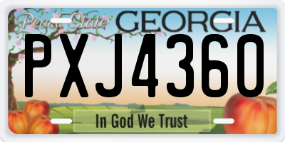 GA license plate PXJ4360