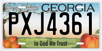 GA license plate PXJ4361
