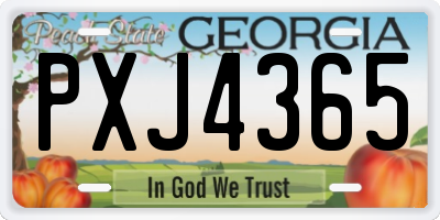 GA license plate PXJ4365