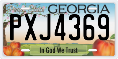 GA license plate PXJ4369