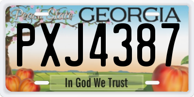 GA license plate PXJ4387