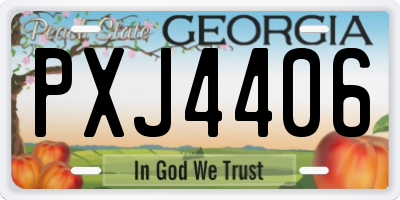 GA license plate PXJ4406