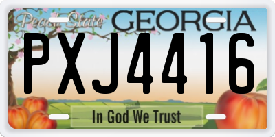 GA license plate PXJ4416