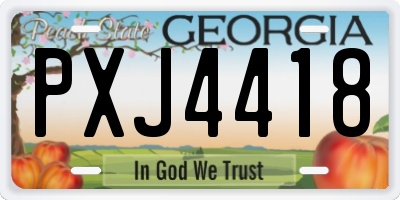GA license plate PXJ4418