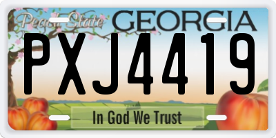 GA license plate PXJ4419
