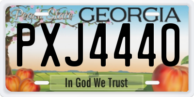 GA license plate PXJ4440