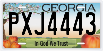GA license plate PXJ4443