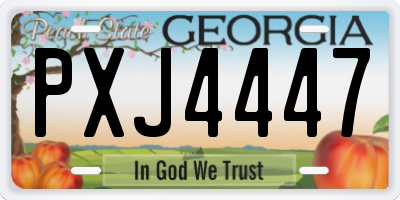 GA license plate PXJ4447