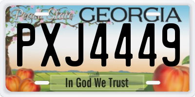 GA license plate PXJ4449