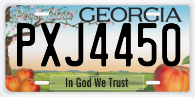 GA license plate PXJ4450