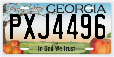 GA license plate PXJ4496