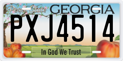 GA license plate PXJ4514
