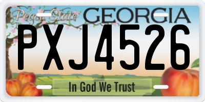 GA license plate PXJ4526