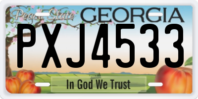 GA license plate PXJ4533